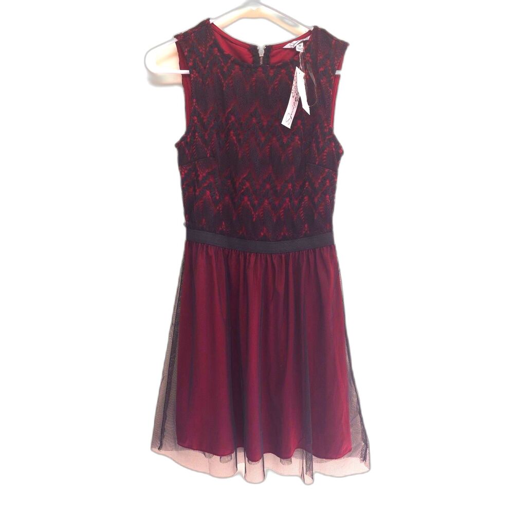 Speechless Black Lace Maroon Fit & Flare Dress M Goth Homecoming Y2K Party Hoco